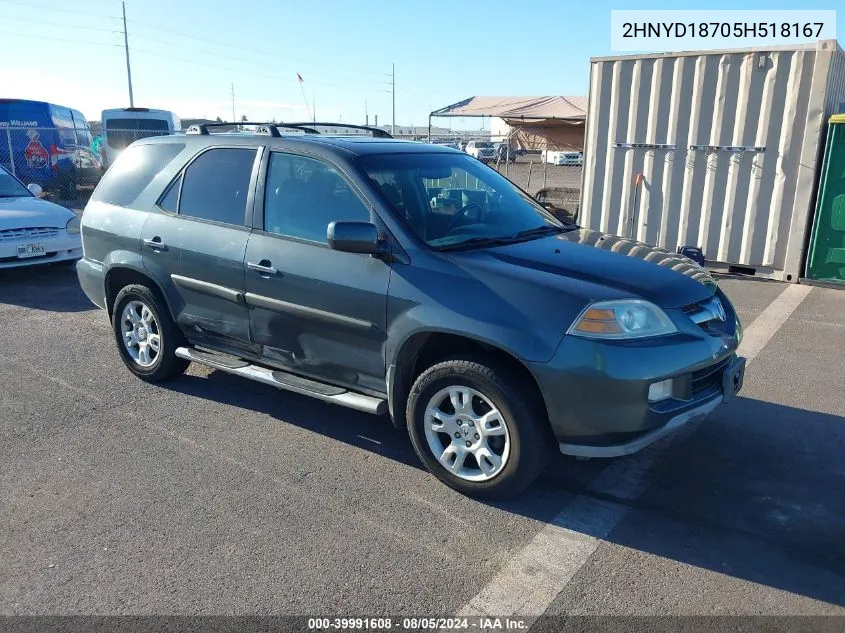 2005 Acura Mdx VIN: 2HNYD18705H518167 Lot: 39991608