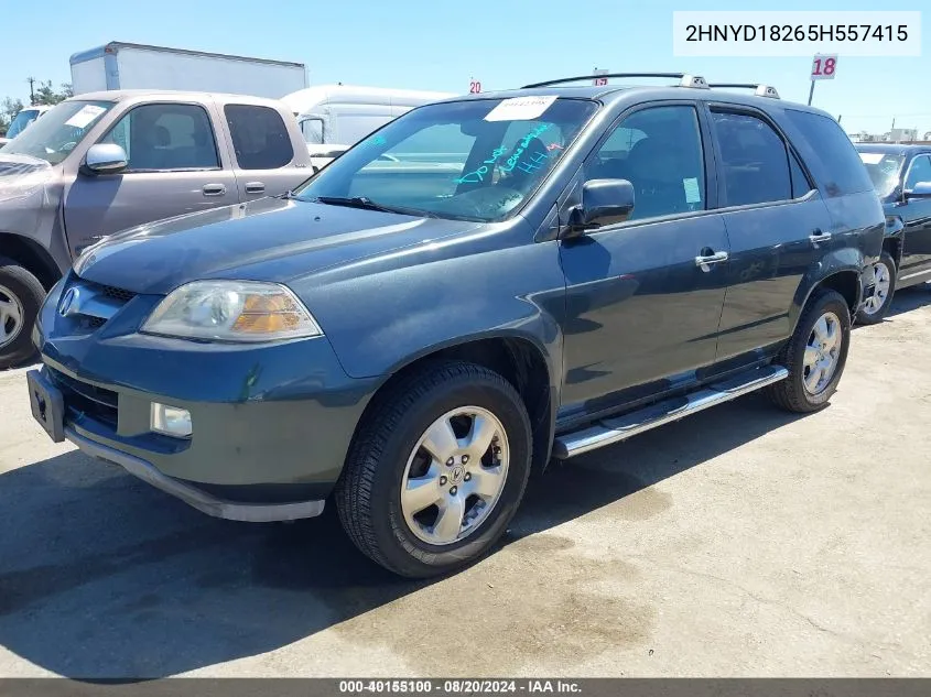 2005 Acura Mdx VIN: 2HNYD18265H557415 Lot: 40155100