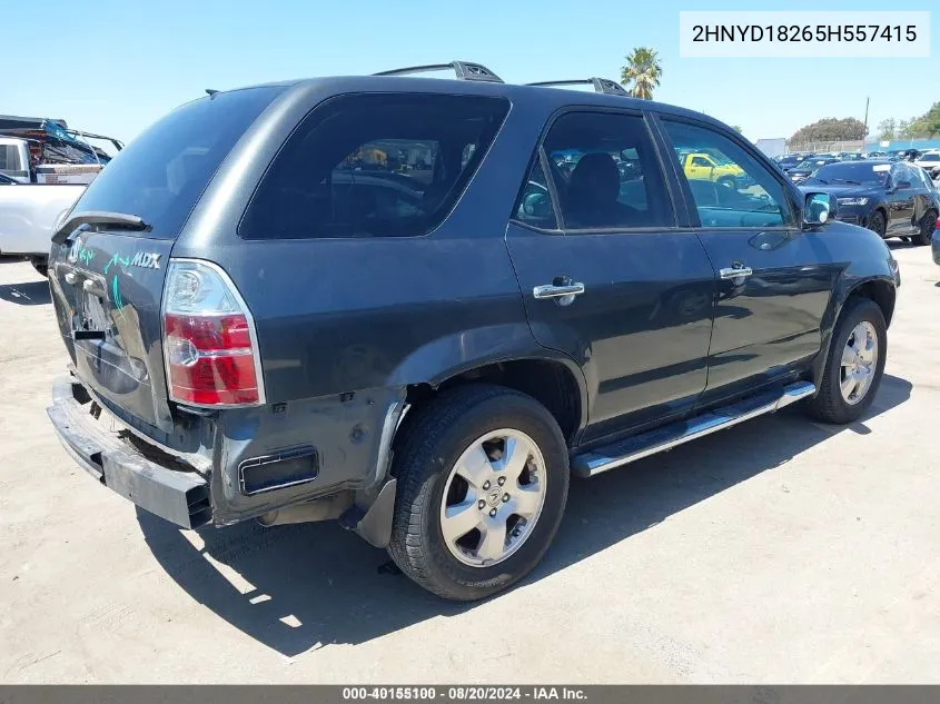 2005 Acura Mdx VIN: 2HNYD18265H557415 Lot: 40155100