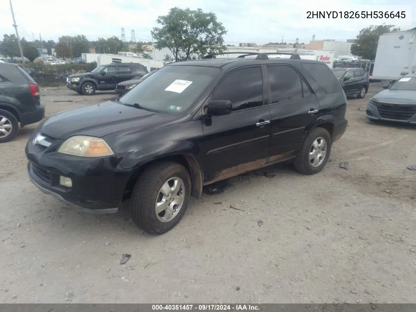 2005 Acura Mdx VIN: 2HNYD18265H536645 Lot: 40351457