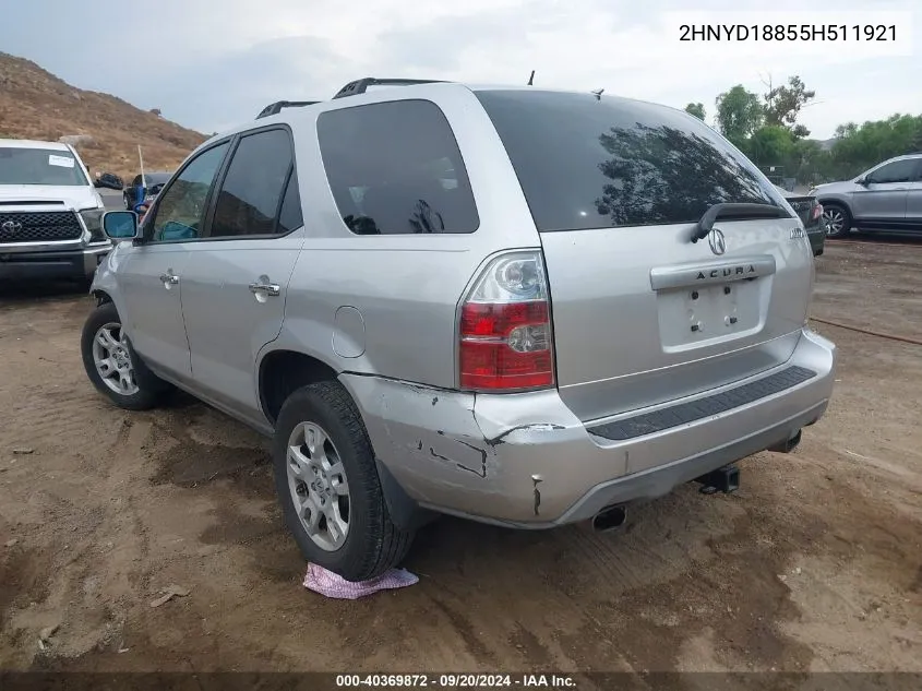 2005 Acura Mdx VIN: 2HNYD18855H511921 Lot: 40369872