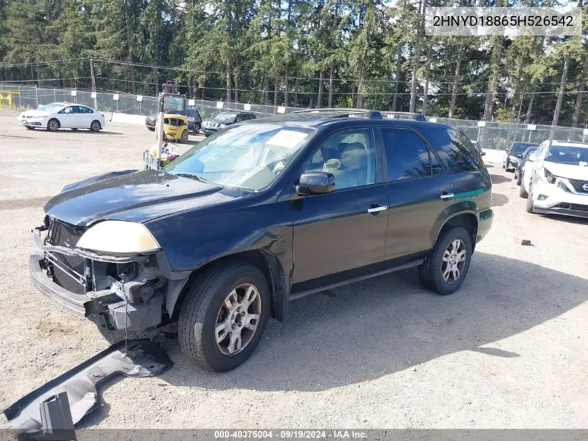 2005 Acura Mdx VIN: 2HNYD18865H526542 Lot: 40375004