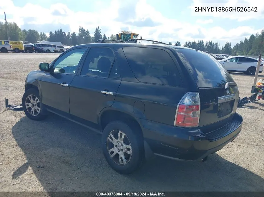 2005 Acura Mdx VIN: 2HNYD18865H526542 Lot: 40375004