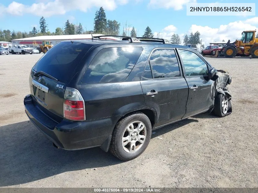 2005 Acura Mdx VIN: 2HNYD18865H526542 Lot: 40375004