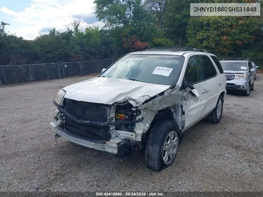 2005 Acura Mdx VIN: 2HNYD18805H531848 Lot: 40415690