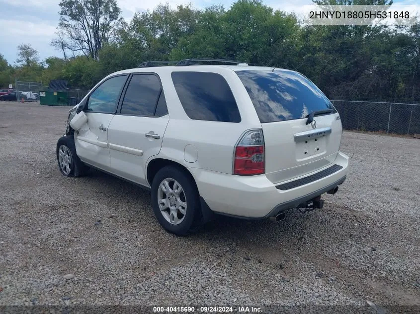 2005 Acura Mdx VIN: 2HNYD18805H531848 Lot: 40415690