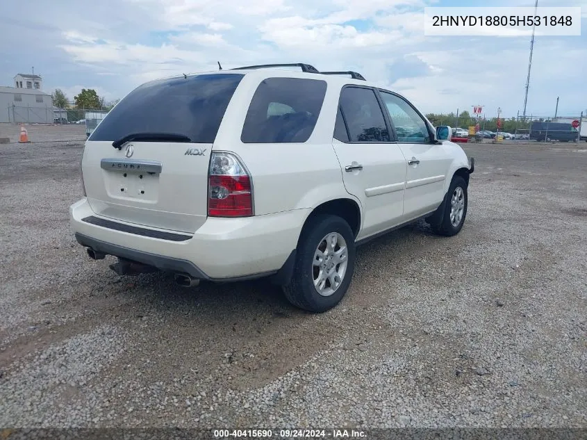 2005 Acura Mdx VIN: 2HNYD18805H531848 Lot: 40415690