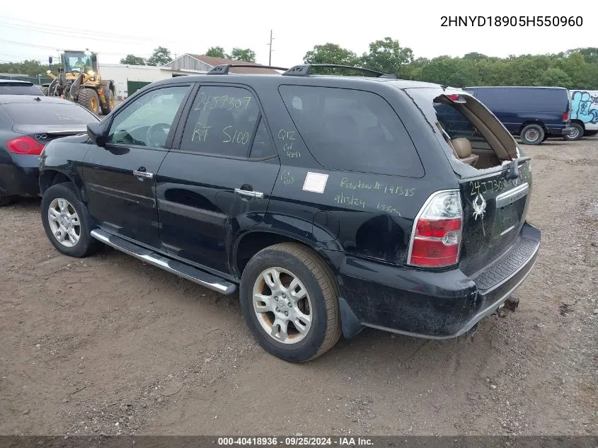 2005 Acura Mdx VIN: 2HNYD18905H550960 Lot: 40418936