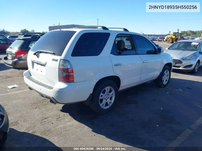 2005 Acura Mdx VIN: 2HNYD18935H550256 Lot: 40429298