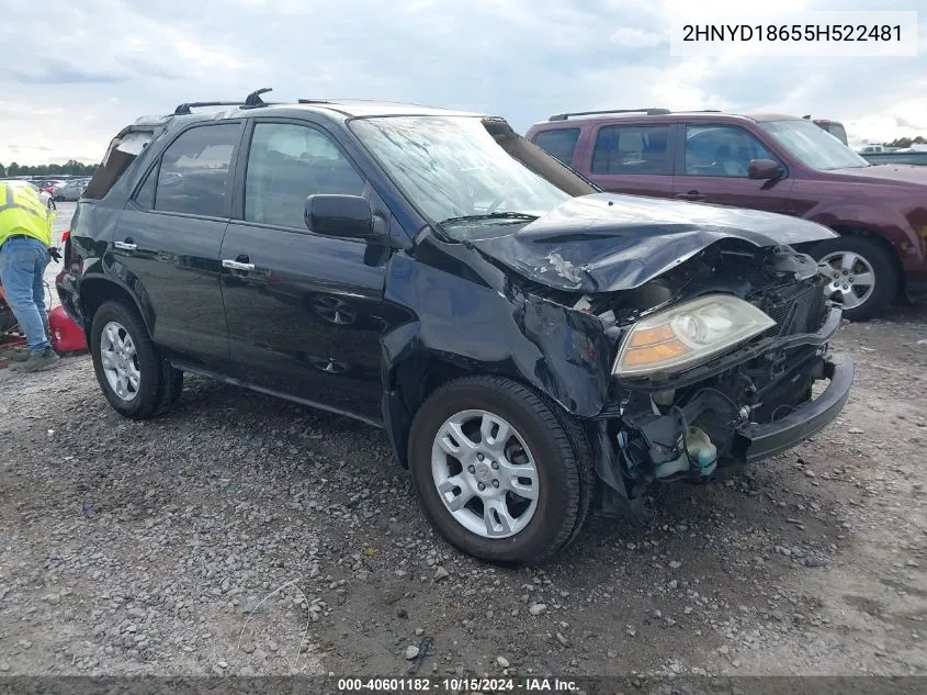 2005 Acura Mdx VIN: 2HNYD18655H522481 Lot: 40601182