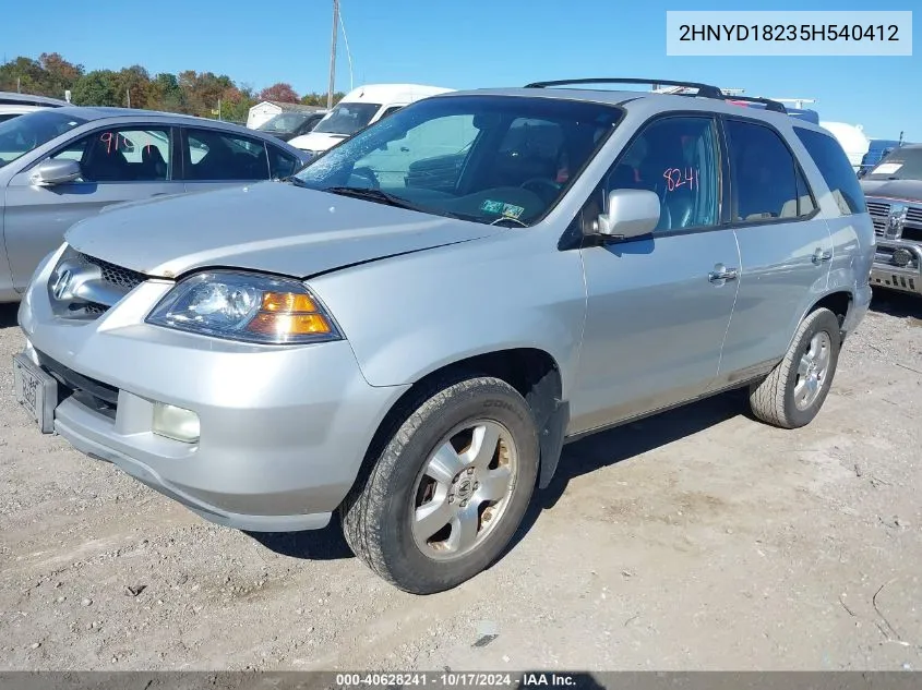 2005 Acura Mdx VIN: 2HNYD18235H540412 Lot: 40628241