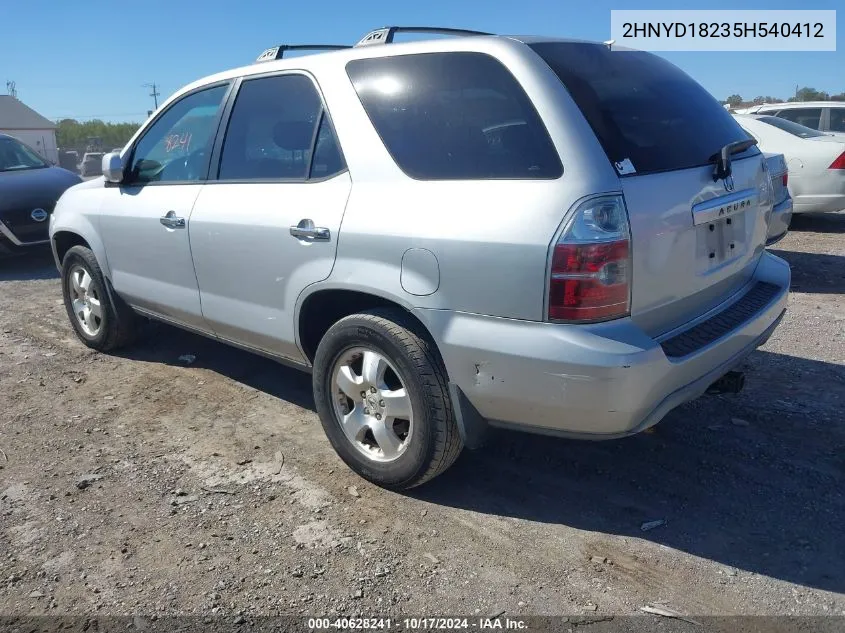 2005 Acura Mdx VIN: 2HNYD18235H540412 Lot: 40628241