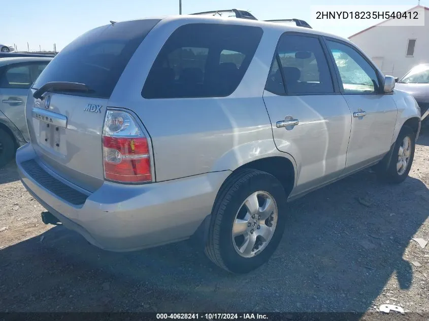 2005 Acura Mdx VIN: 2HNYD18235H540412 Lot: 40628241