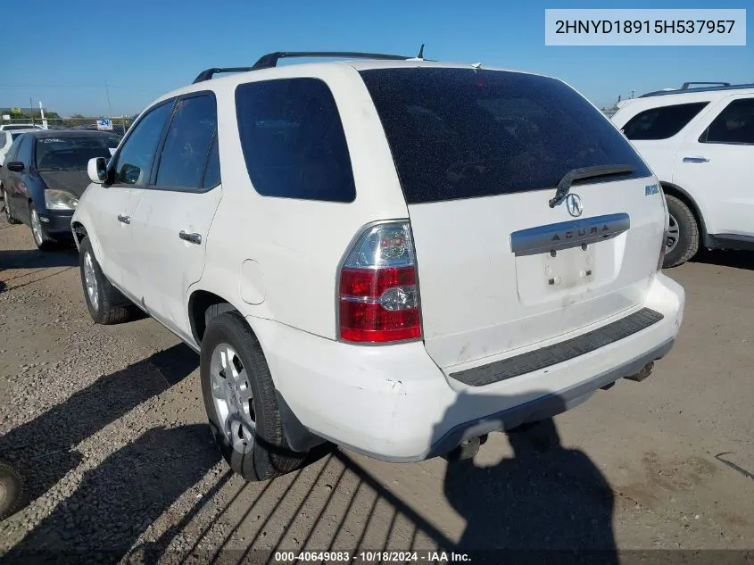 2005 Acura Mdx VIN: 2HNYD18915H537957 Lot: 40649083