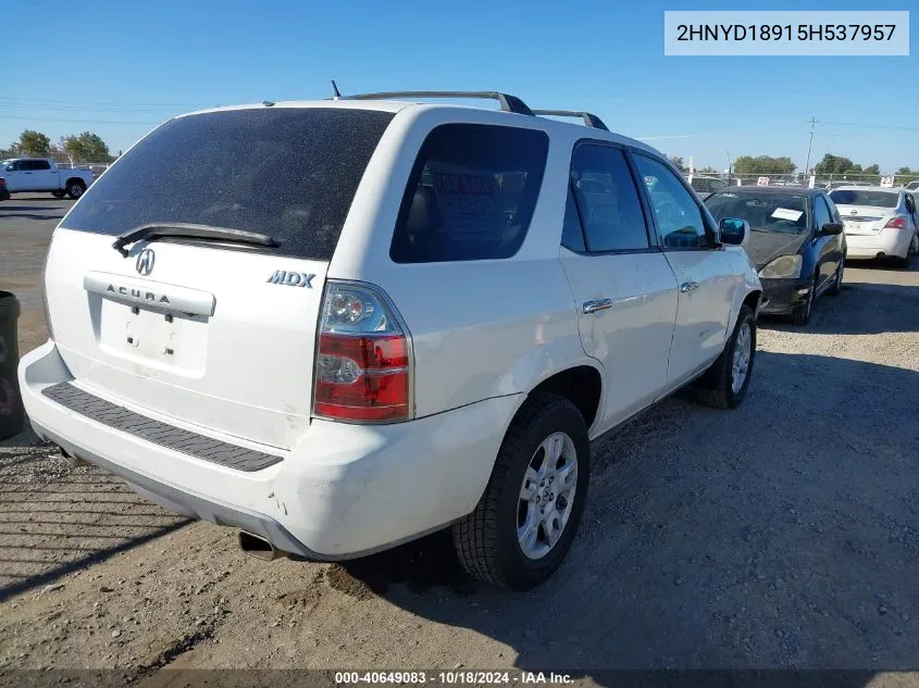 2005 Acura Mdx VIN: 2HNYD18915H537957 Lot: 40649083