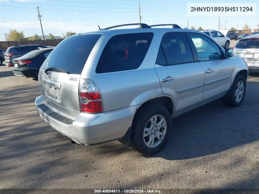 2005 Acura Mdx VIN: 2HNYD18935H511294 Lot: 40694611