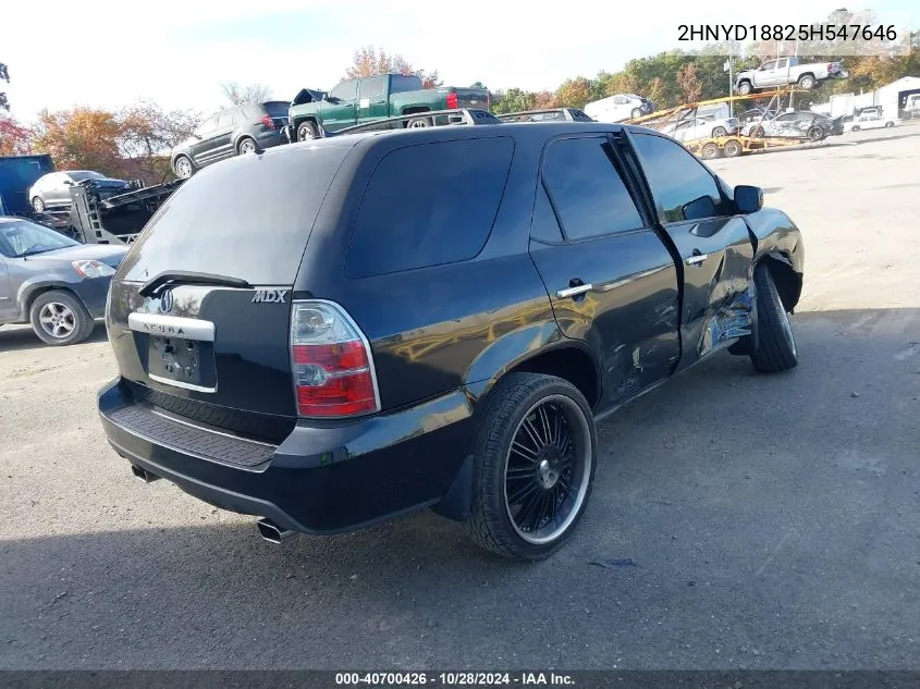 2005 Acura Mdx VIN: 2HNYD18825H547646 Lot: 40700426