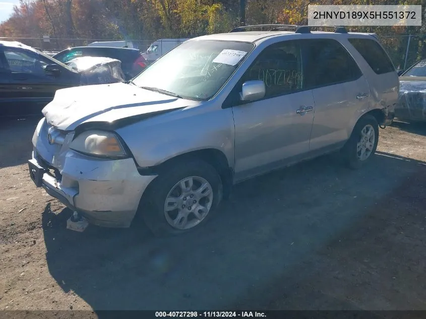 2005 Acura Mdx VIN: 2HNYD189X5H551372 Lot: 40727298