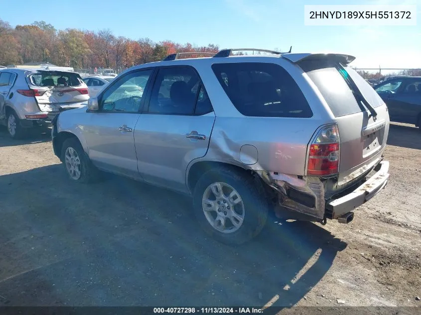 2005 Acura Mdx VIN: 2HNYD189X5H551372 Lot: 40727298