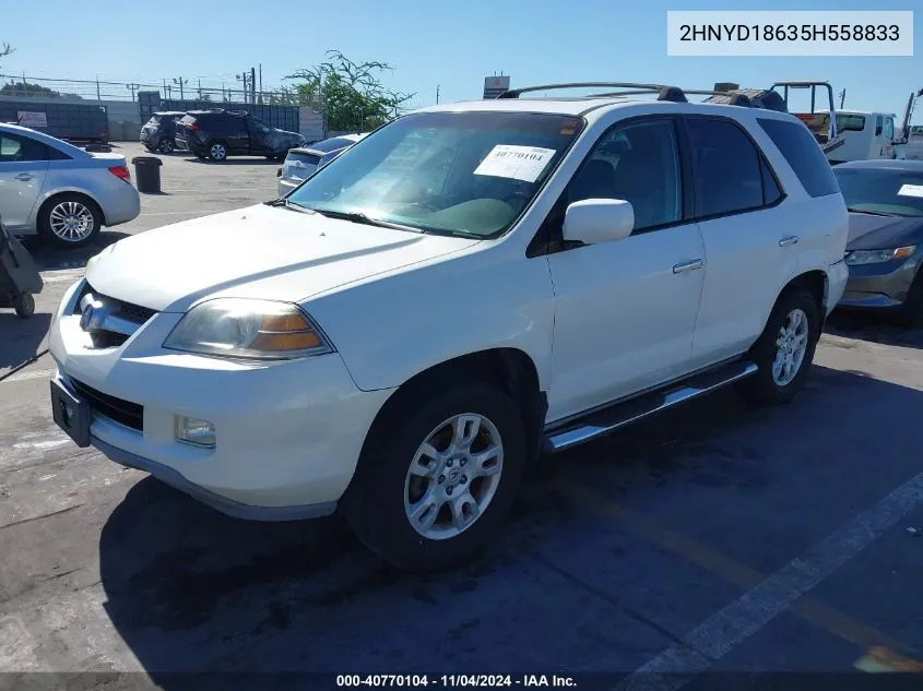 2005 Acura Mdx VIN: 2HNYD18635H558833 Lot: 40770104