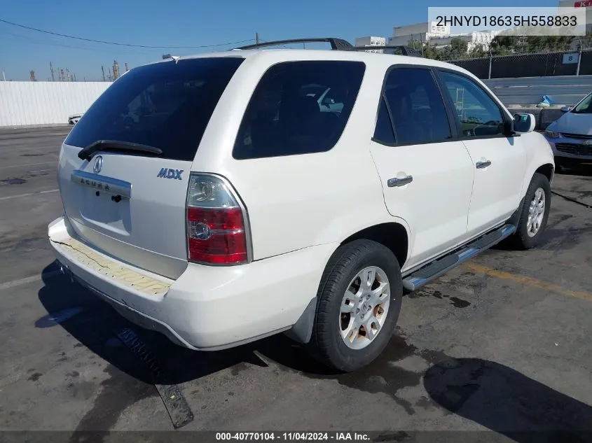 2005 Acura Mdx VIN: 2HNYD18635H558833 Lot: 40770104