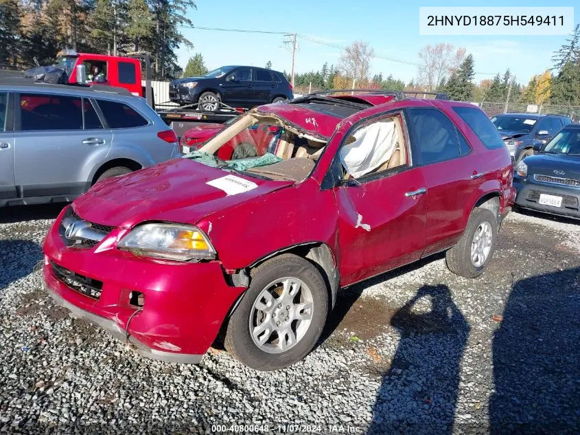 2005 Acura Mdx VIN: 2HNYD18875H549411 Lot: 40800648