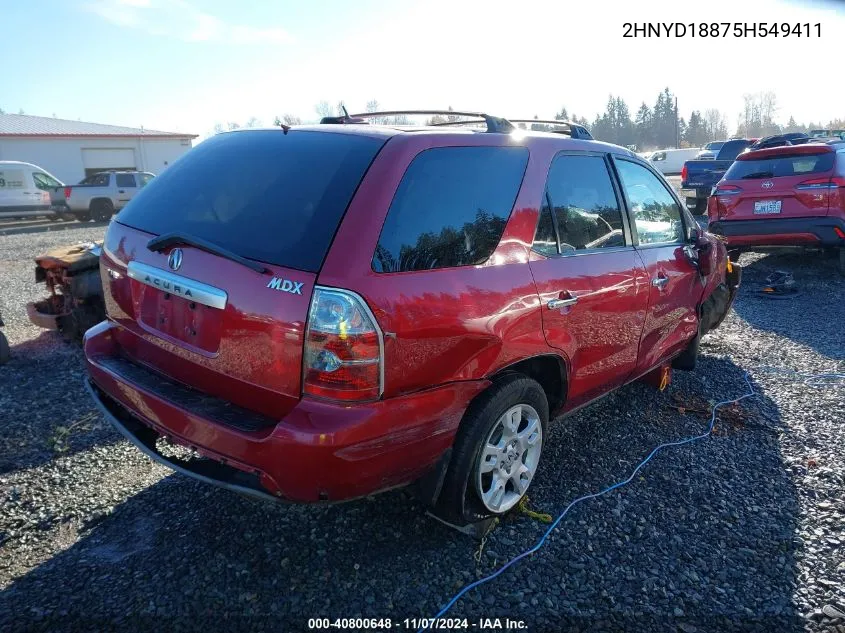 2005 Acura Mdx VIN: 2HNYD18875H549411 Lot: 40800648