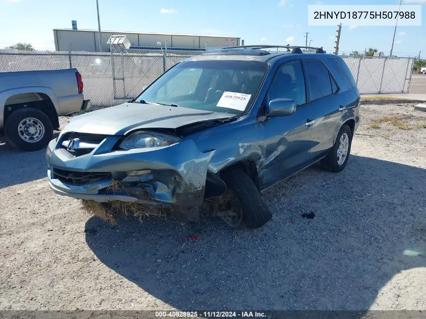 2005 Acura Mdx VIN: 2HNYD18775H507988 Lot: 40829925