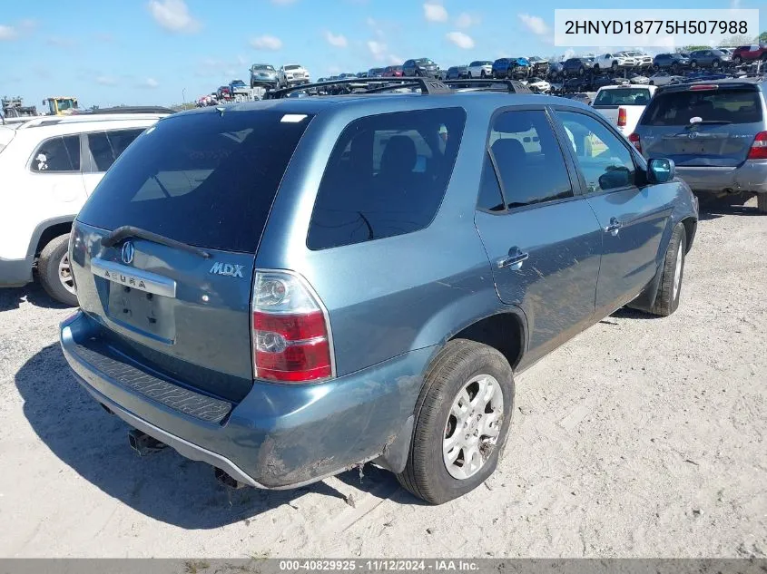 2005 Acura Mdx VIN: 2HNYD18775H507988 Lot: 40829925