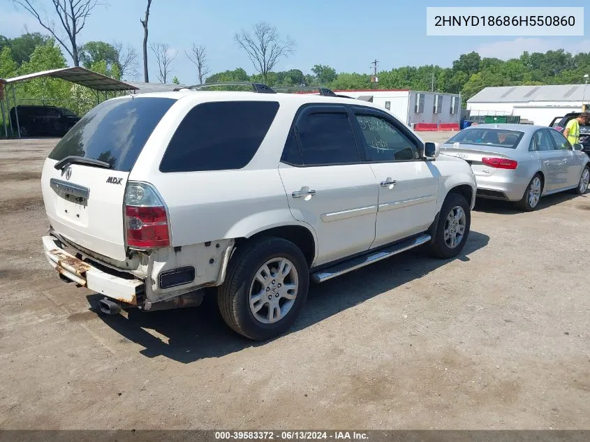 2006 Acura Mdx VIN: 2HNYD18686H550860 Lot: 39583372