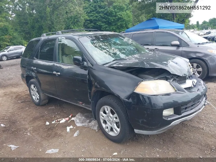 2006 Acura Mdx VIN: 2HNYD18626H551292 Lot: 39809834