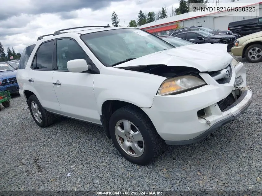 2006 Acura Mdx VIN: 2HNYD18216H550325 Lot: 40168447