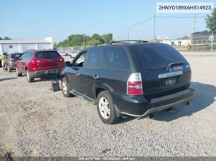 2006 Acura Mdx VIN: 2HNYD189X6H514923 Lot: 40197860