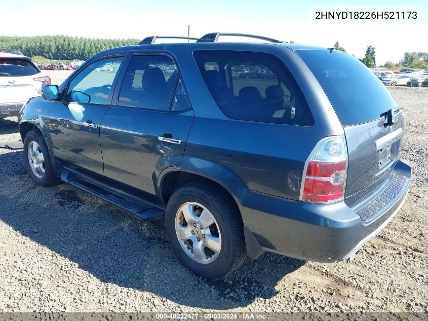 2006 Acura Mdx VIN: 2HNYD18226H521173 Lot: 40222477