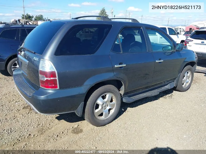 2006 Acura Mdx VIN: 2HNYD18226H521173 Lot: 40222477