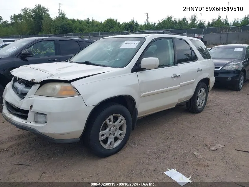 2006 Acura Mdx Touring VIN: 2HNYD189X6H519510 Lot: 40280919