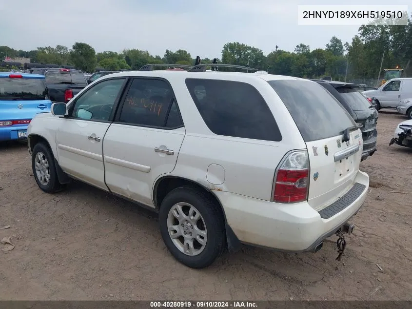 2006 Acura Mdx Touring VIN: 2HNYD189X6H519510 Lot: 40280919