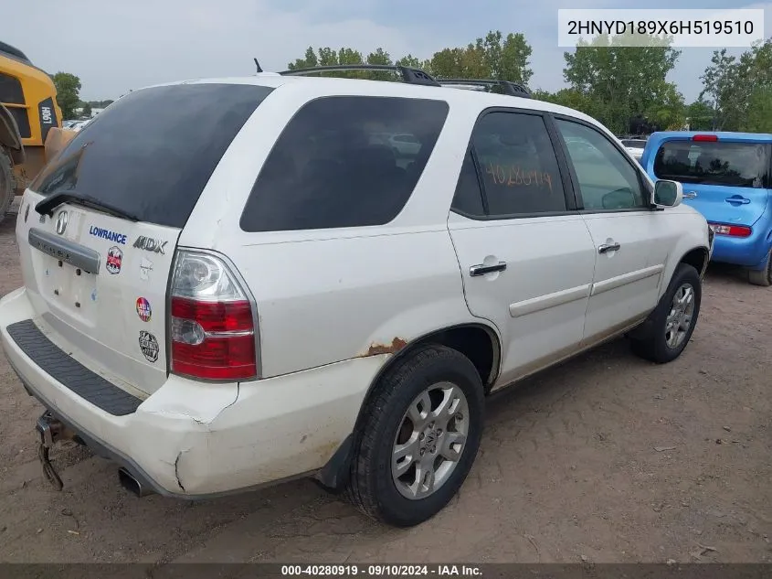 2006 Acura Mdx Touring VIN: 2HNYD189X6H519510 Lot: 40280919