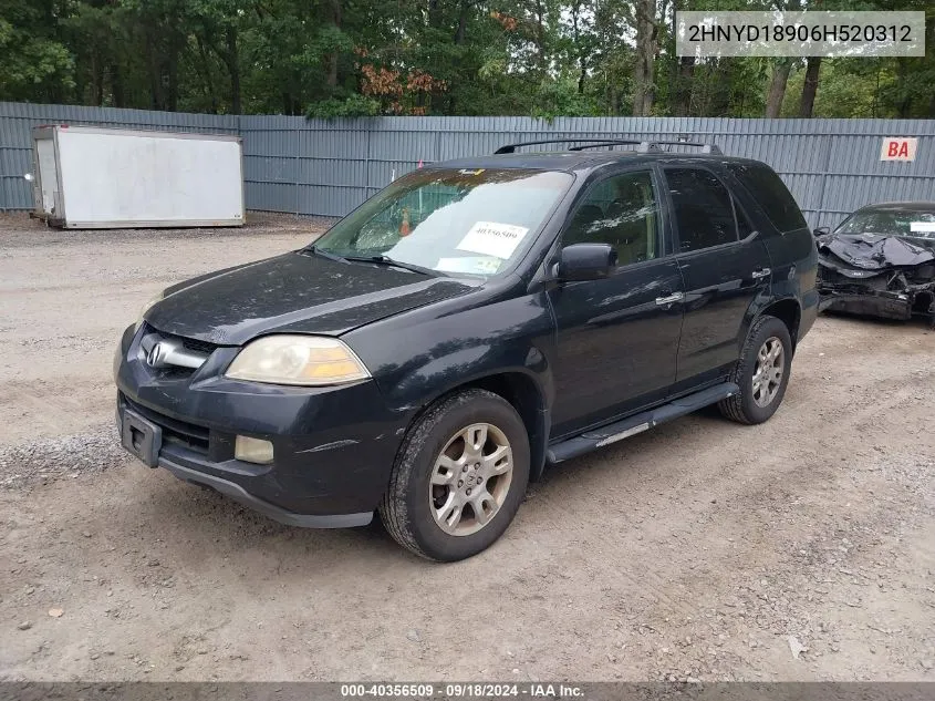 2006 Acura Mdx VIN: 2HNYD18906H520312 Lot: 40356509