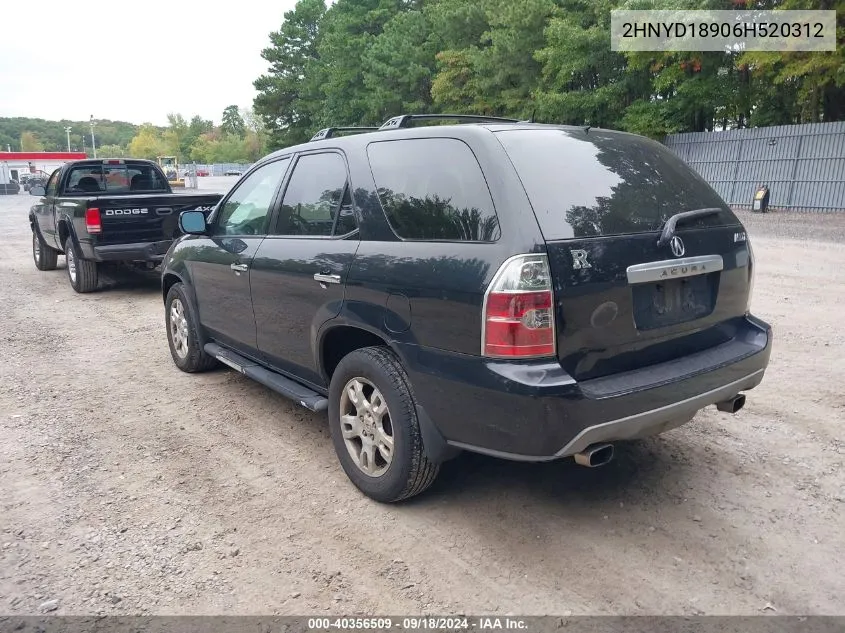 2006 Acura Mdx VIN: 2HNYD18906H520312 Lot: 40356509