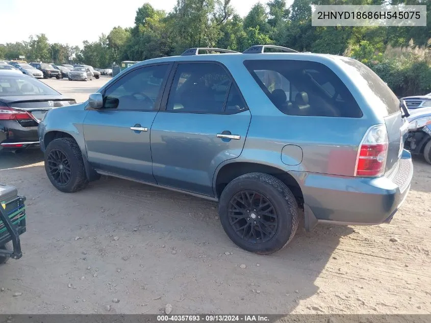 2006 Acura Mdx VIN: 2HNYD18686H545075 Lot: 40357693