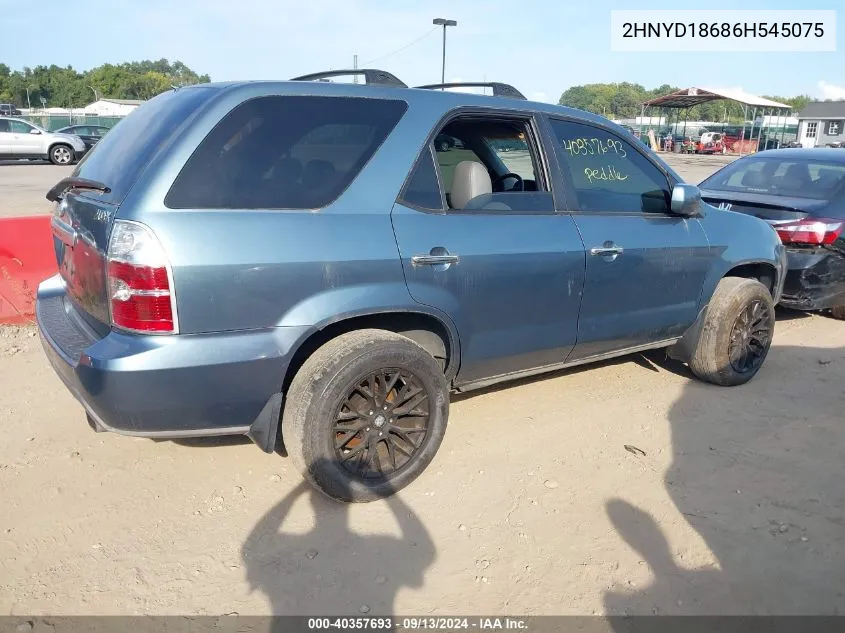 2006 Acura Mdx VIN: 2HNYD18686H545075 Lot: 40357693