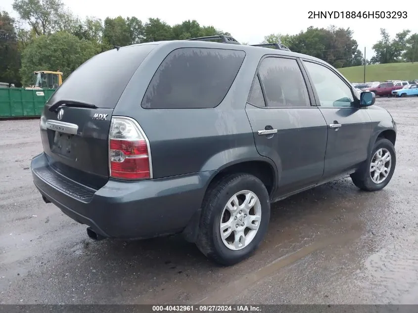 2006 Acura Mdx VIN: 2HNYD18846H503293 Lot: 40432961