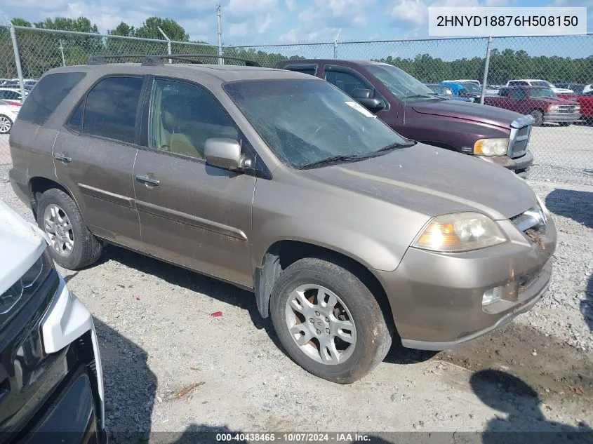 2006 Acura Mdx VIN: 2HNYD18876H508150 Lot: 40438465