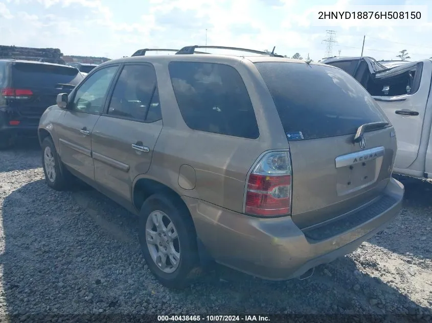 2006 Acura Mdx VIN: 2HNYD18876H508150 Lot: 40438465