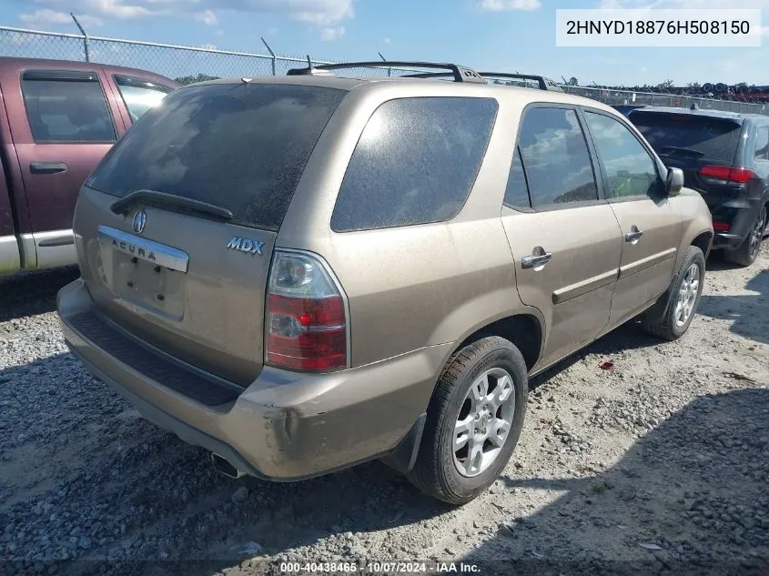 2006 Acura Mdx VIN: 2HNYD18876H508150 Lot: 40438465