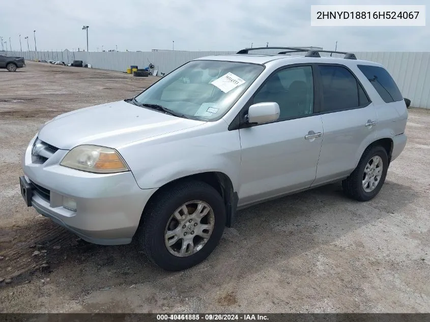 2006 Acura Mdx VIN: 2HNYD18816H524067 Lot: 40461885