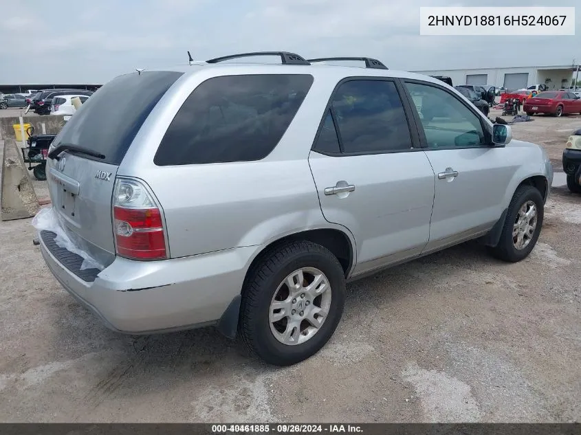 2006 Acura Mdx VIN: 2HNYD18816H524067 Lot: 40461885