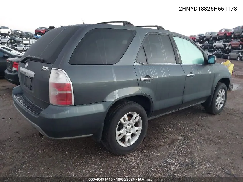 2006 Acura Mdx VIN: 2HNYD18826H551178 Lot: 40471416