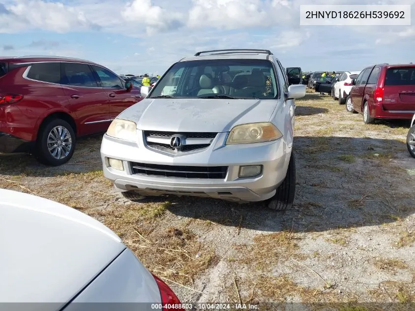 2006 Acura Mdx VIN: 2HNYD18626H539692 Lot: 40488603